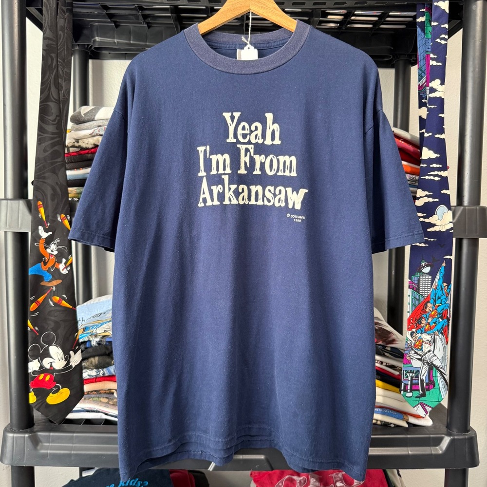 Vintage 80s Navy Arkansas Graphic T-Shirt XL